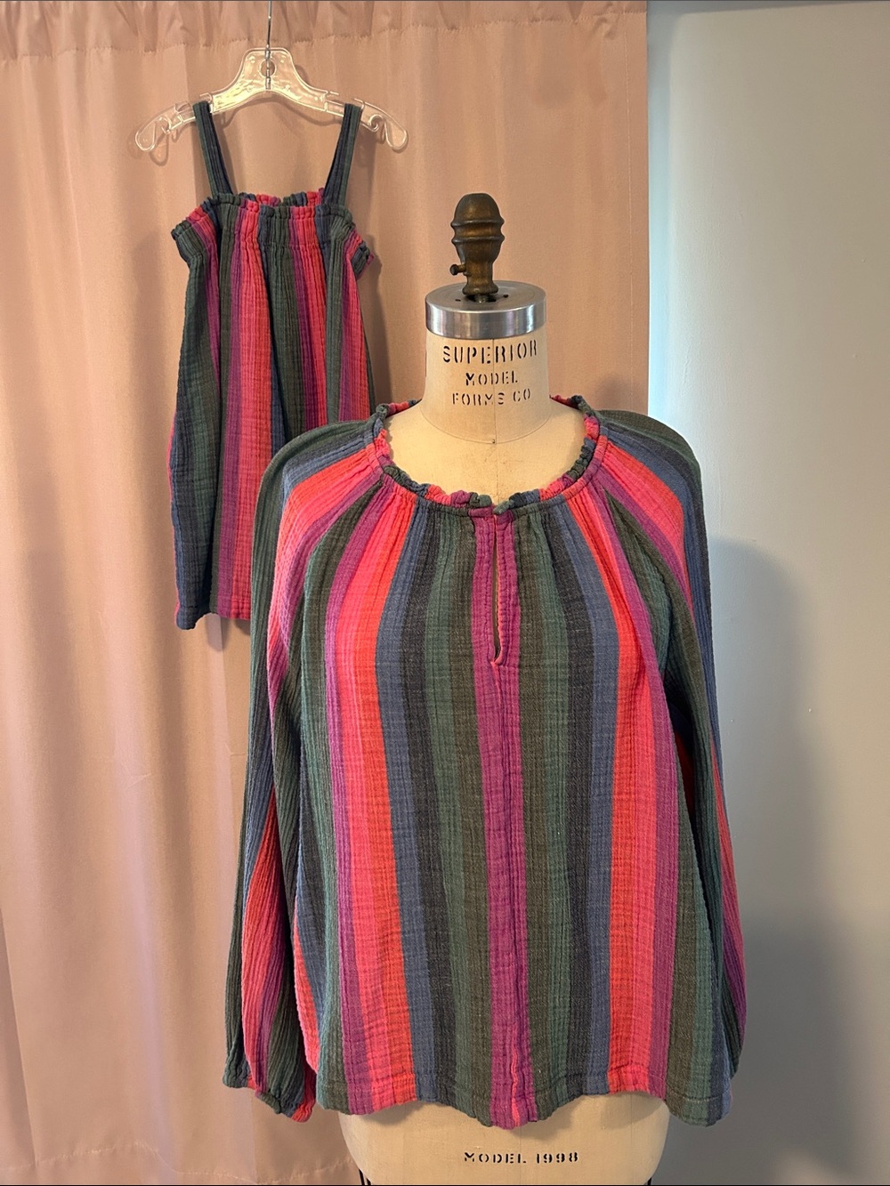 GUC Cotton Gauze Blouse for Mom XXL with Matching 4T Toddler Dress